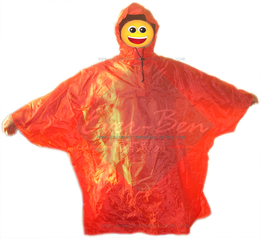 Red Nylon Ladies Waterproof Poncho-Rain Jacket-Nylon Raincape